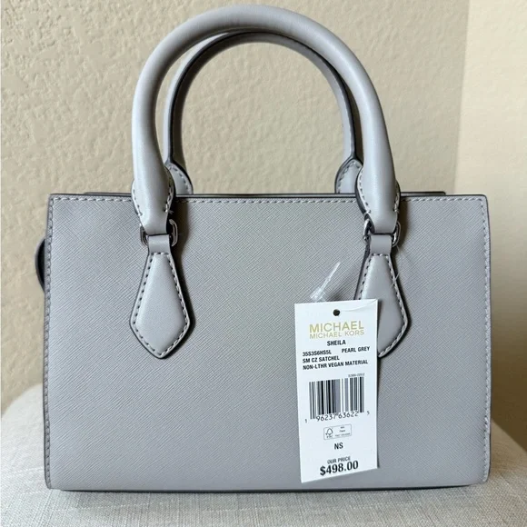 Michael Kors Pearl Gray Mini Shiela Satchel - Picture 5 of 6